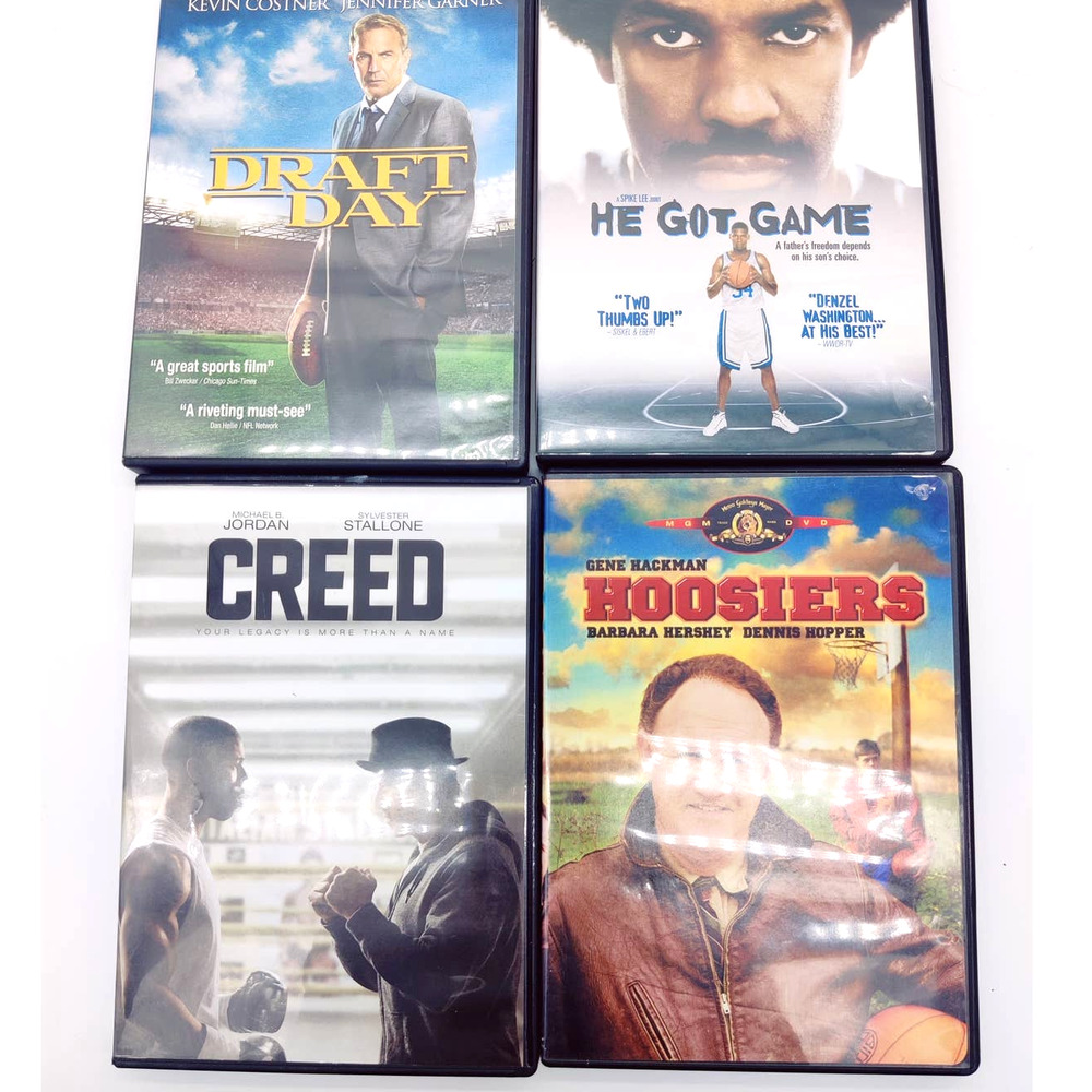 Sports DVD Lot 4 Movies Dvds Draft Day He Got Game Creed Hoosiers Basketball